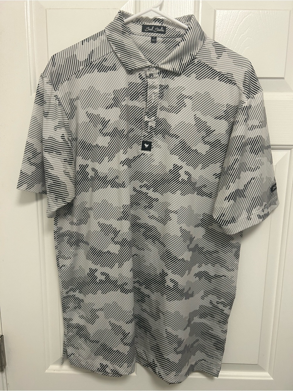 Bad Birdie Grey Camo-Print Polo Shirt